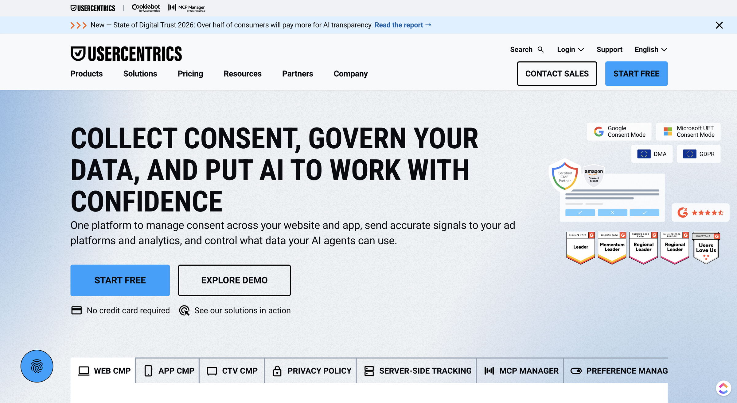 Usercentrics Homepage