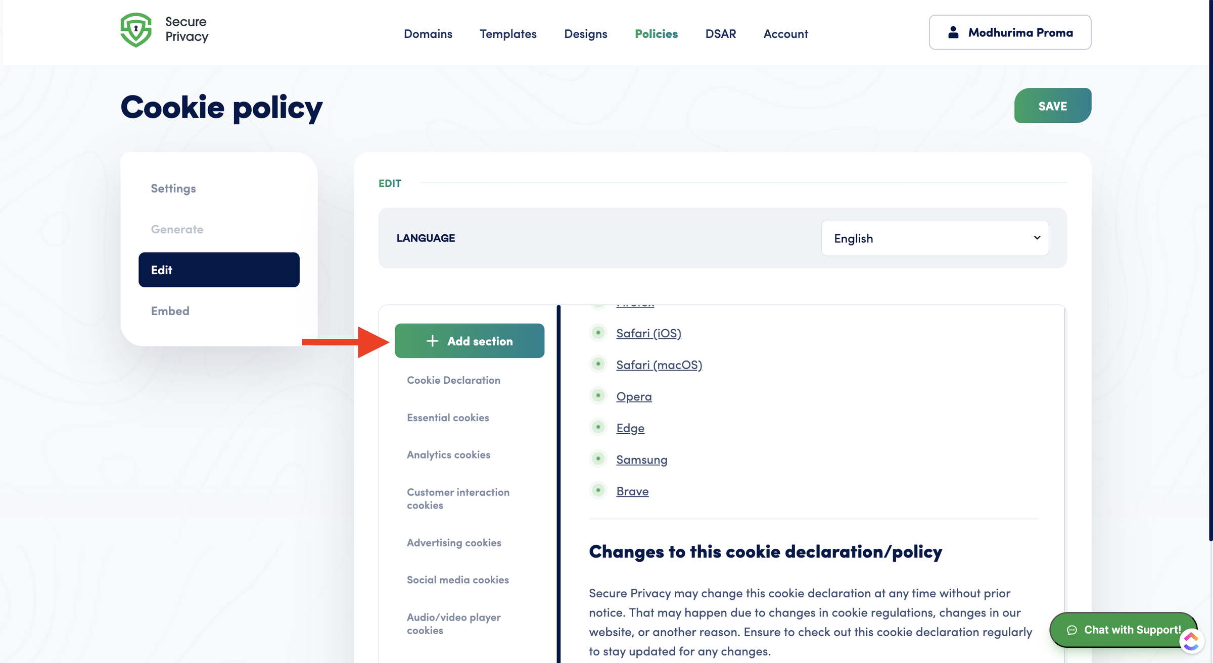 Secure Privacy Policy Section