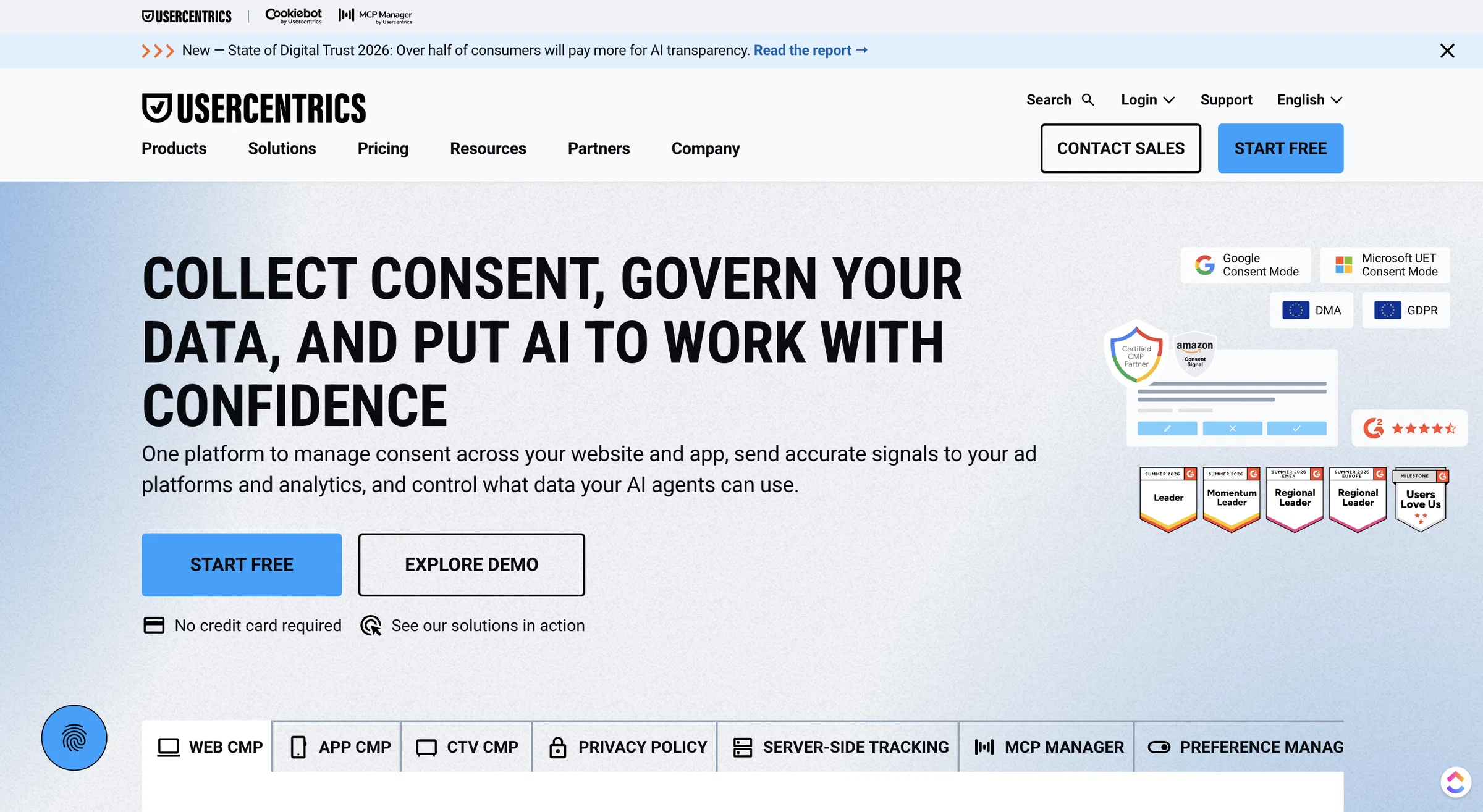 Usercentrics homepage