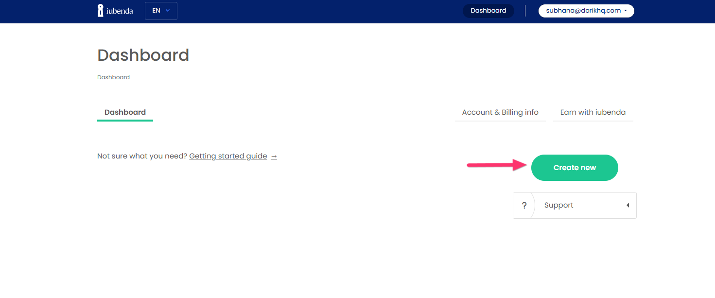 Create iubenda account