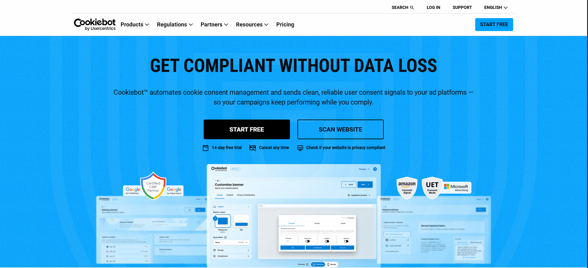 Cookiebot Homepage
