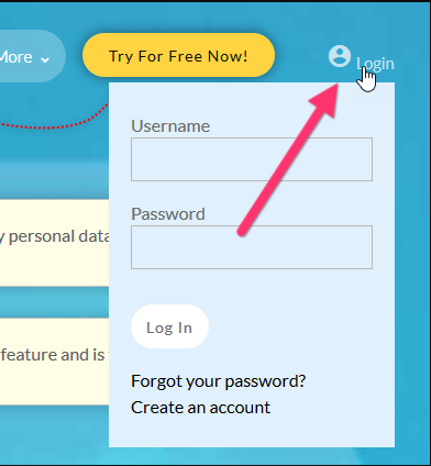 Consentmanager login panel showing username and password fields with Create an account link. 
