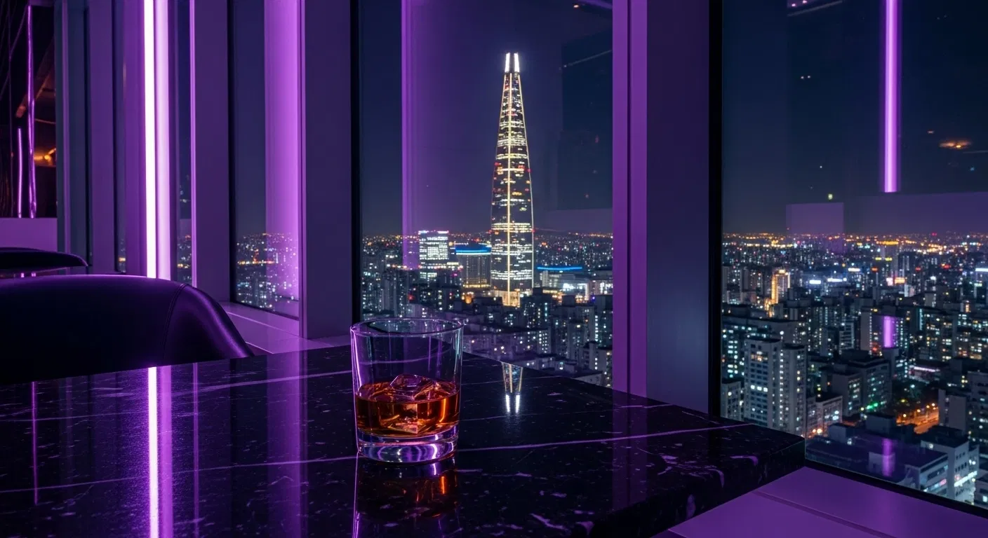 롯데타워가 보이는 송파 단체형 가라오케 라운지 야경 전경