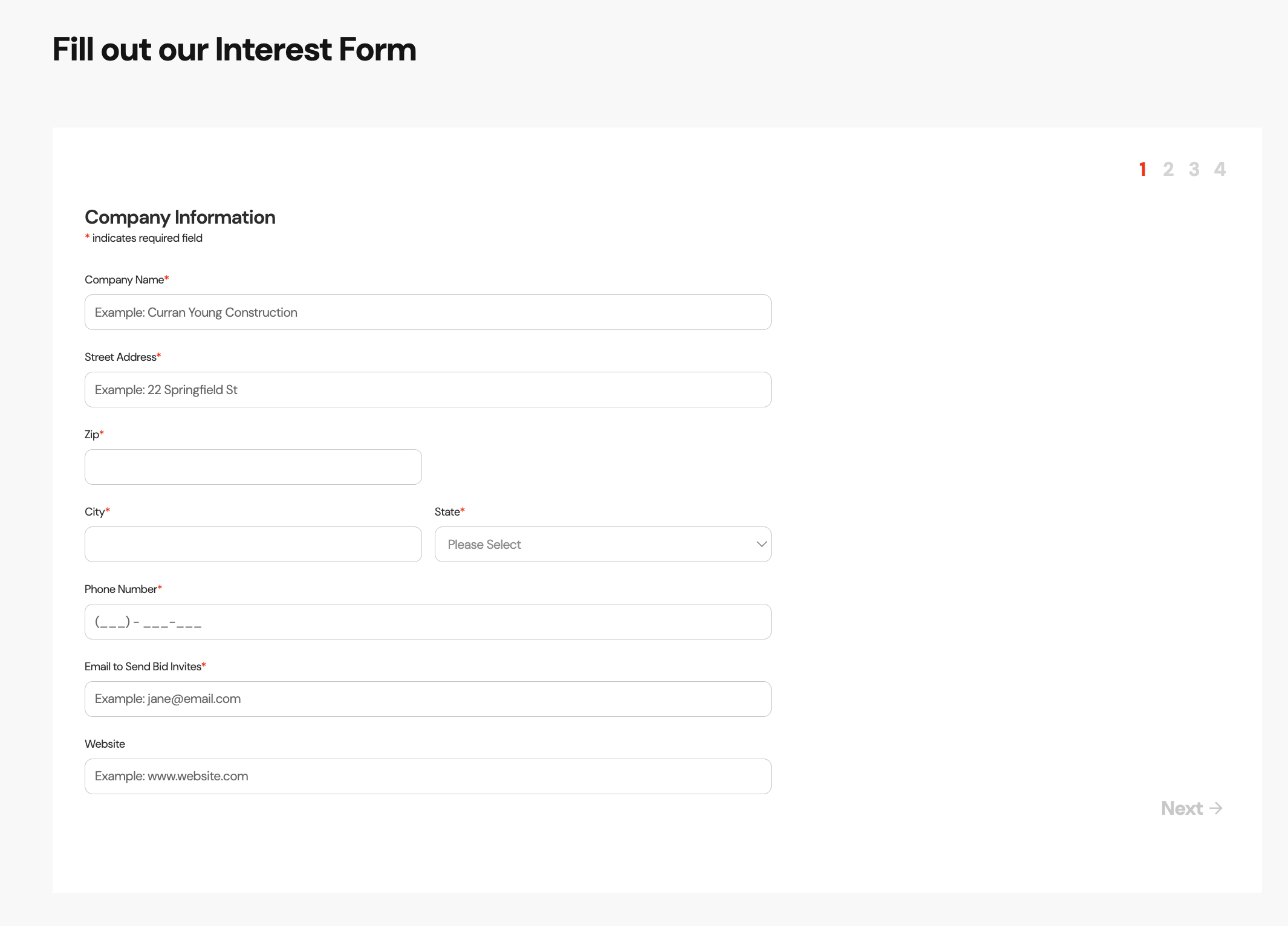 New Form Step 1