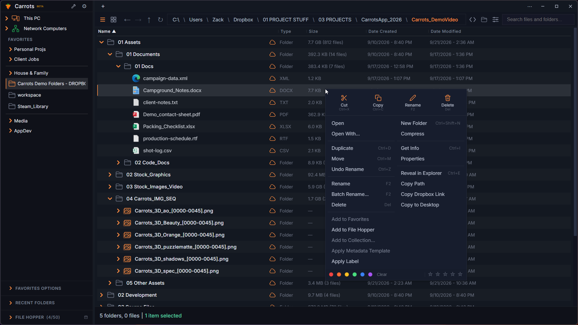 Carrots inline dropdown file navigation for Windows