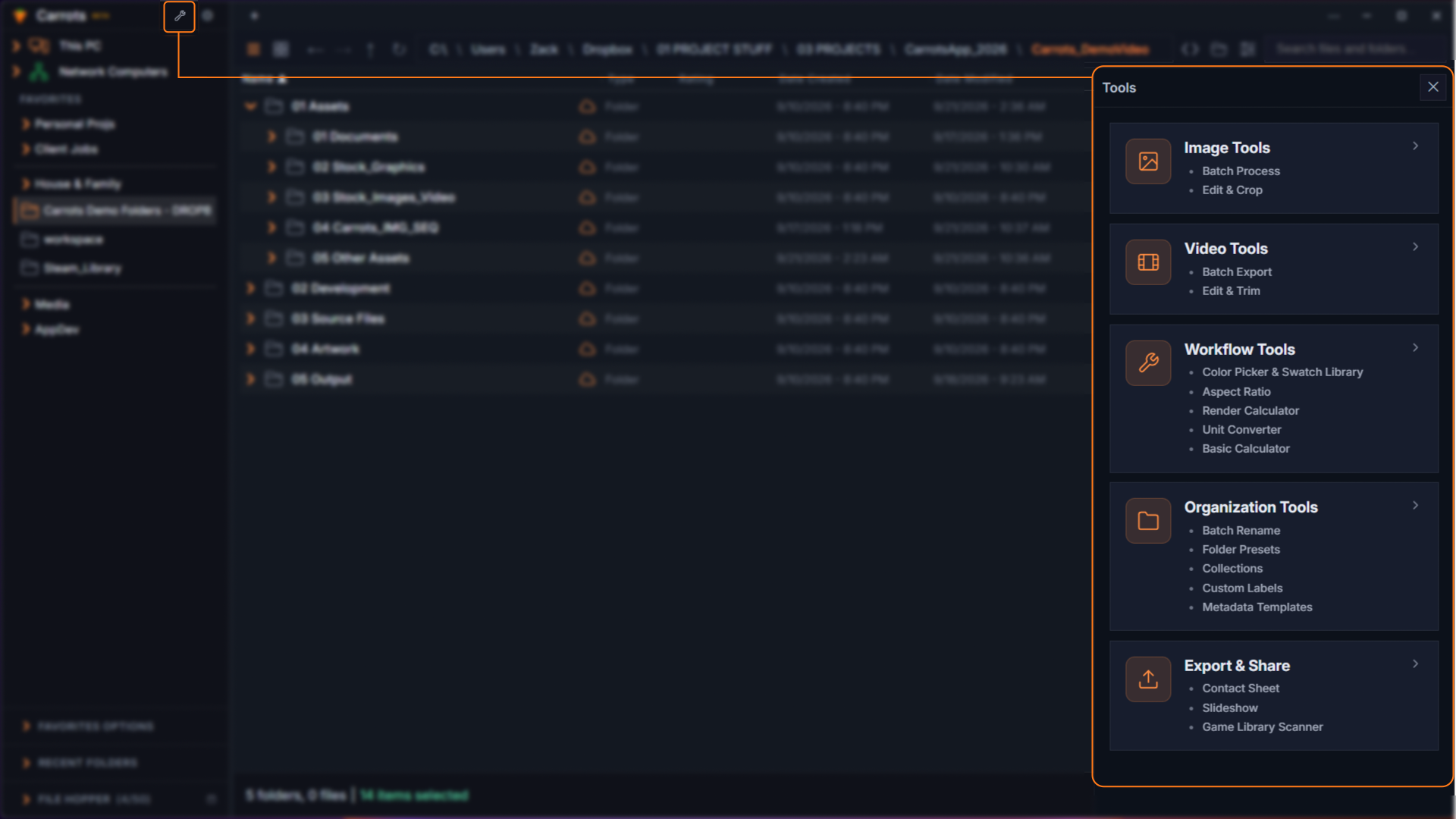 Carrots File and Media Tools