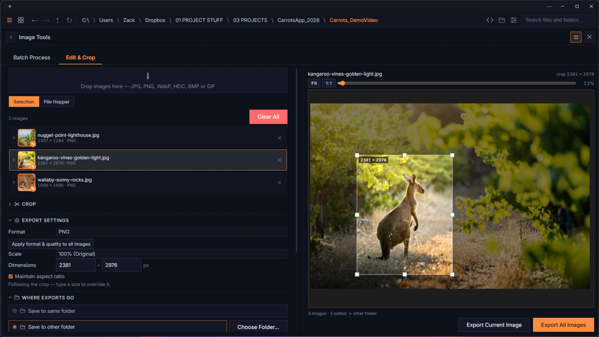 Carrots image editor for Windows
