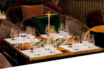 table set for the craft liquor tasting, private group