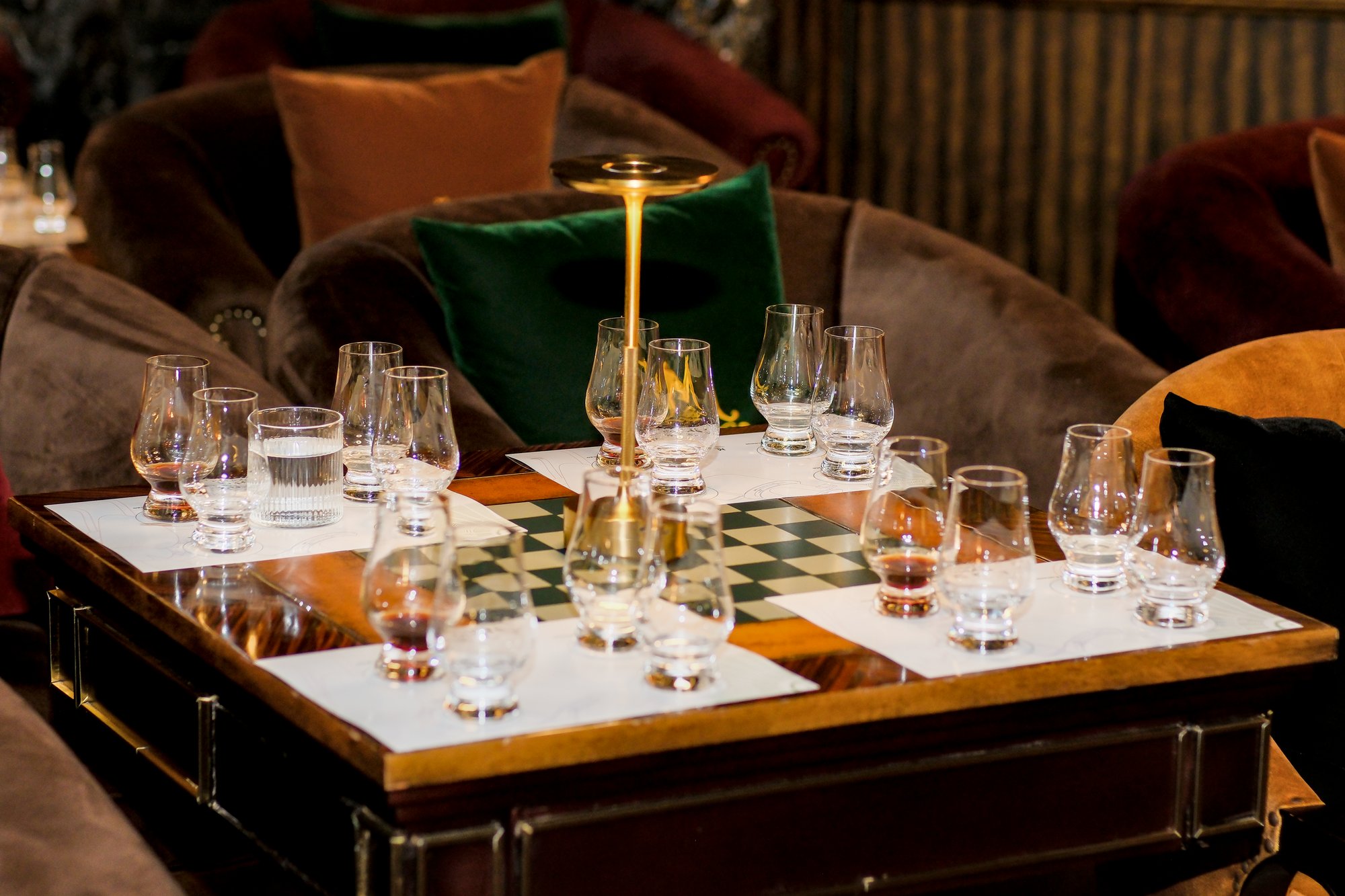 table ready for the craft liqor tasting for a private group