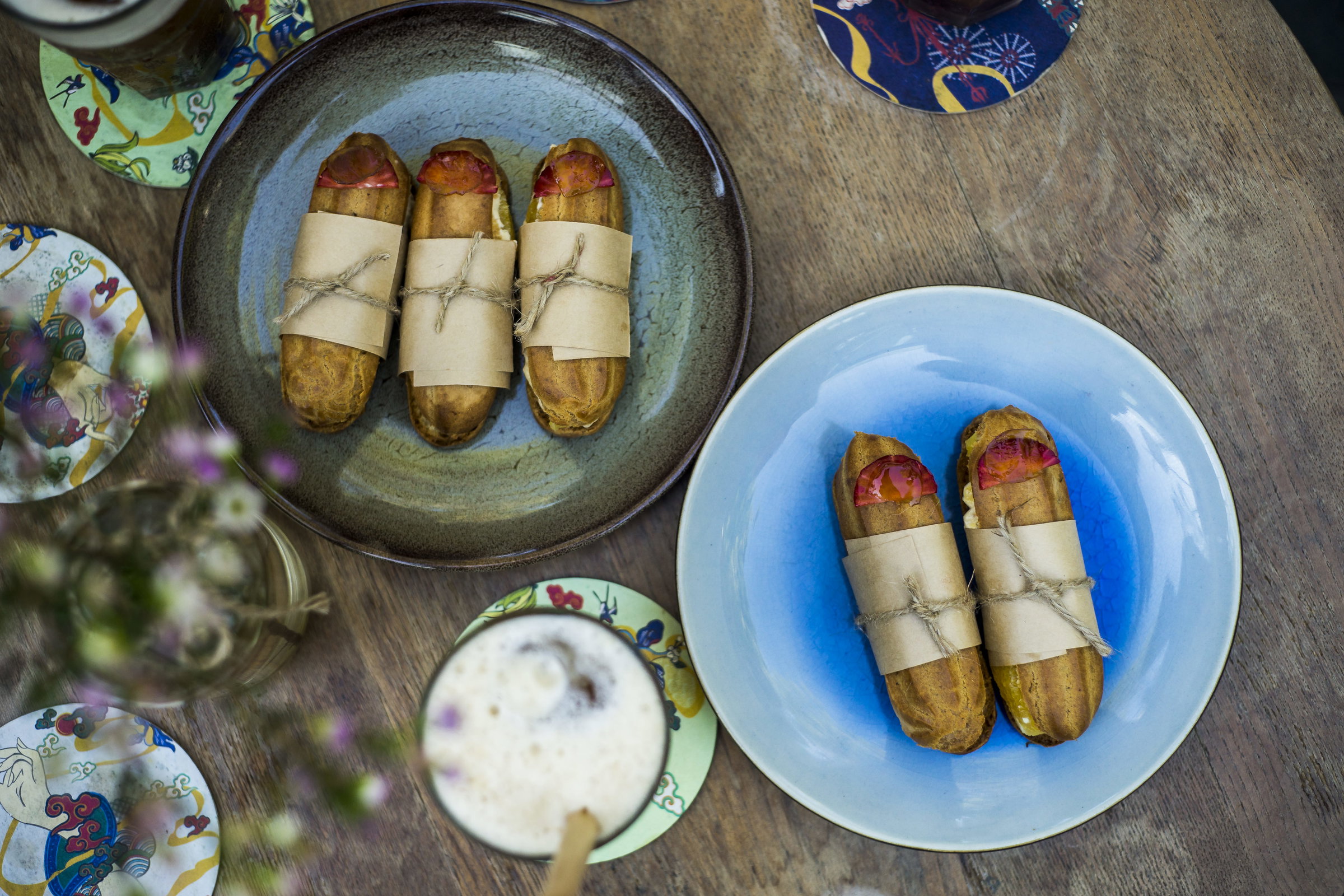 Two banh mi dishes on a table