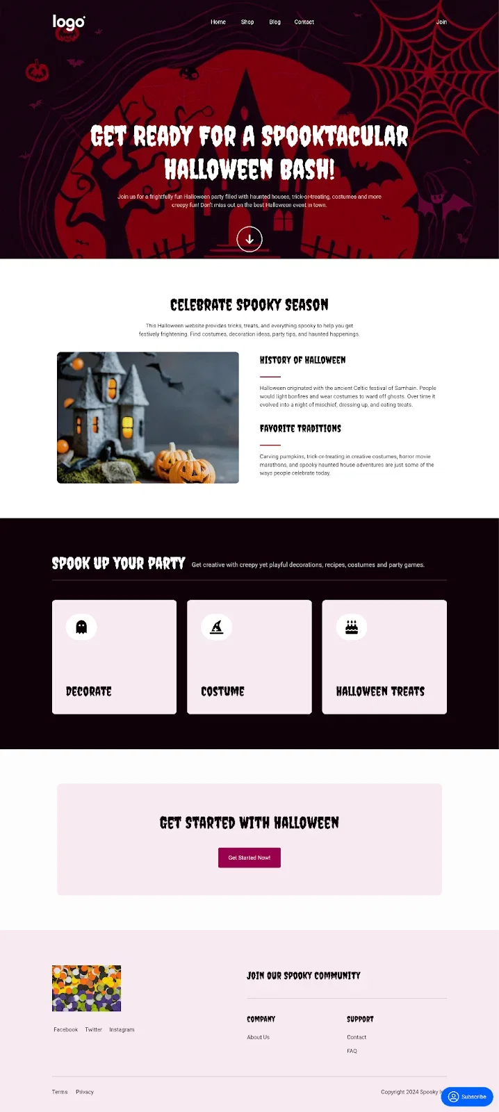 Halloween landing page created with Dorik AI