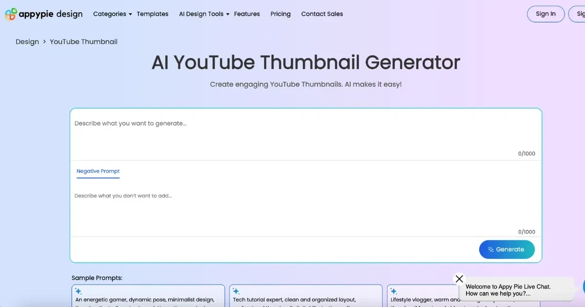 Appy Pie AI YouTube Thumbnail Generator 