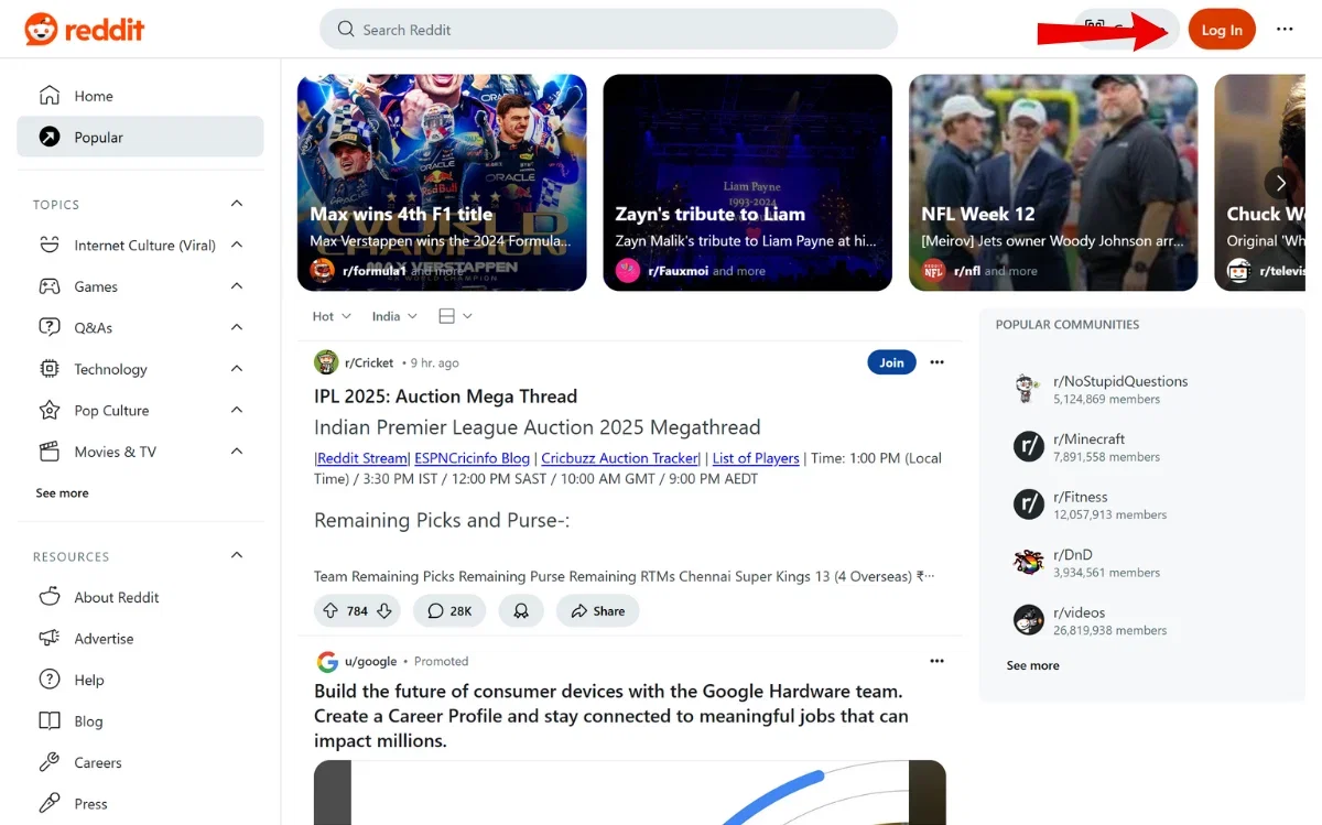 click login