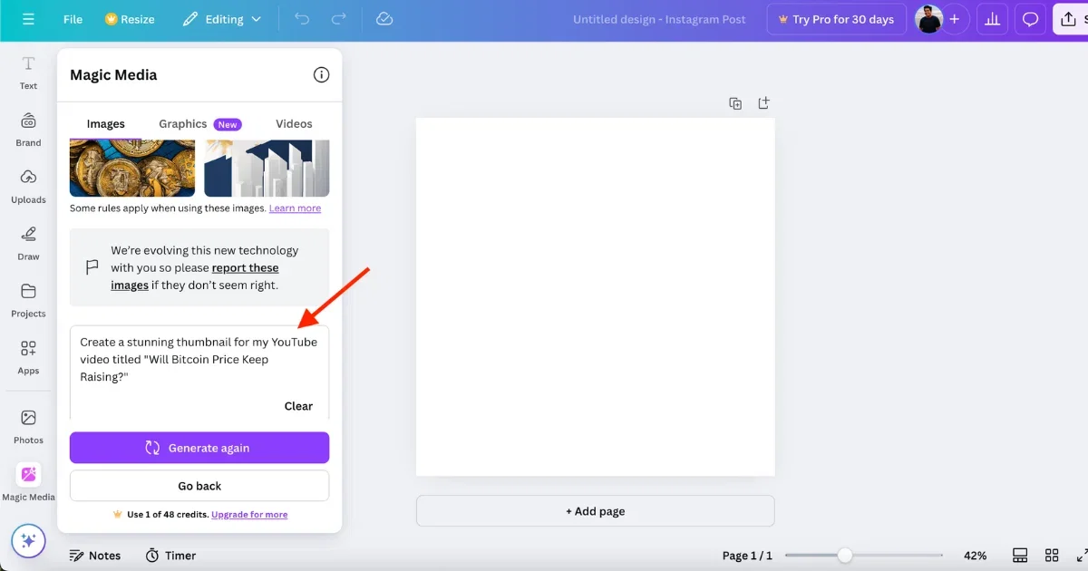 Canva AI Thumbnail Generator