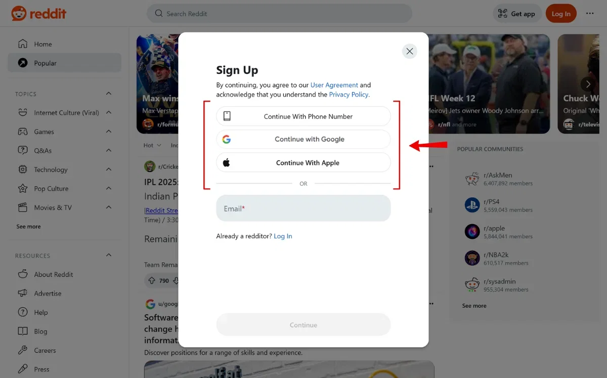 choose one way to signup
