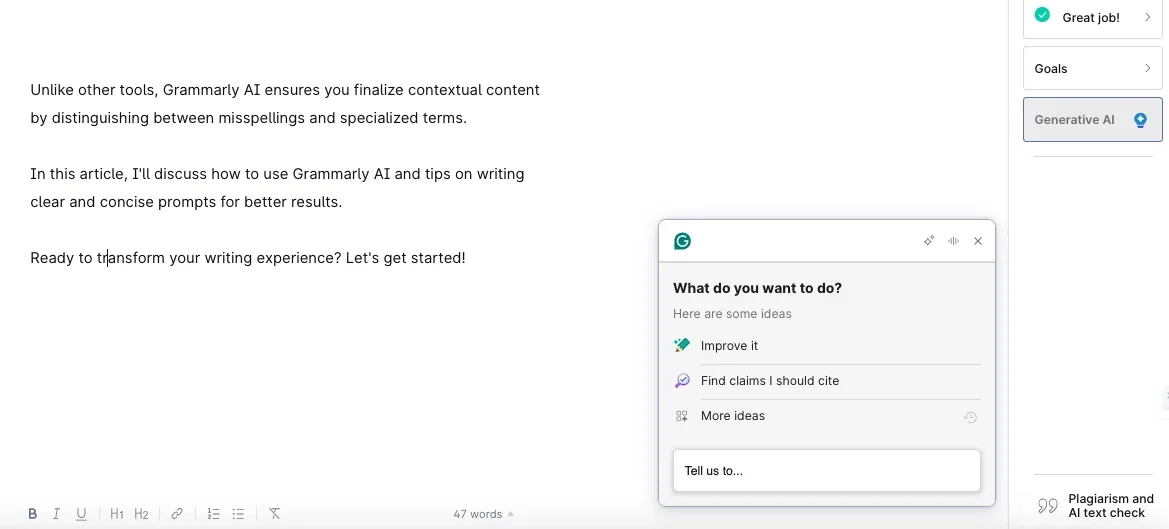 Using Grammarly AI