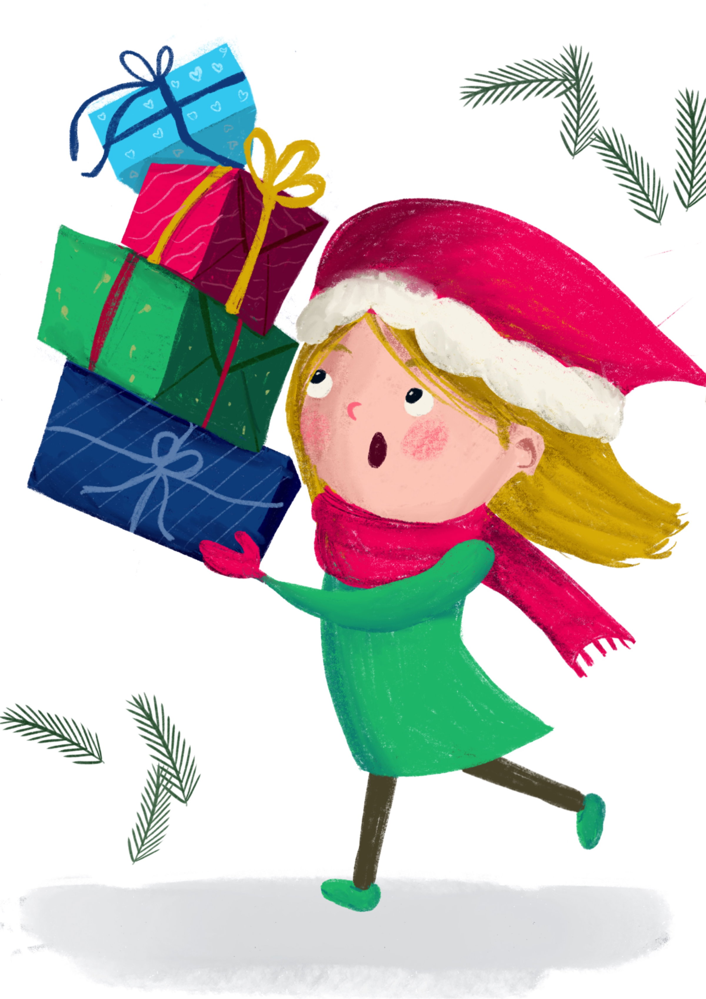 girl with gift boxes