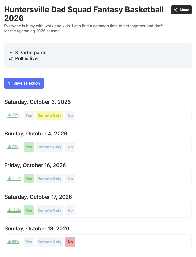 Fantasy Football Draft Scheduler