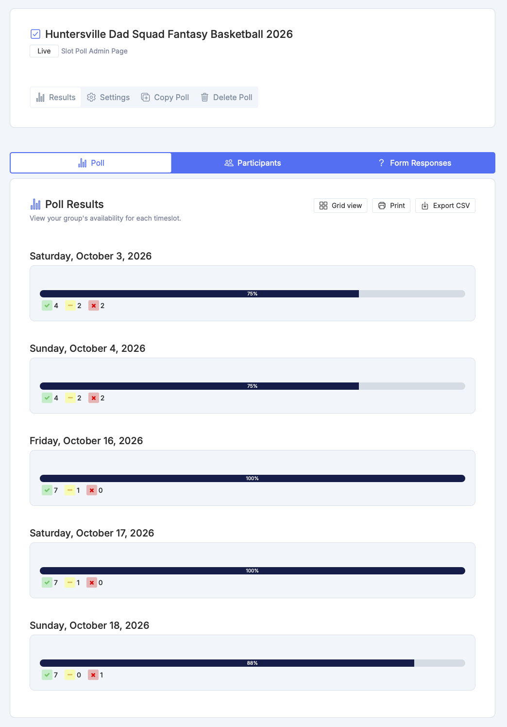 TallyCal Poll Results