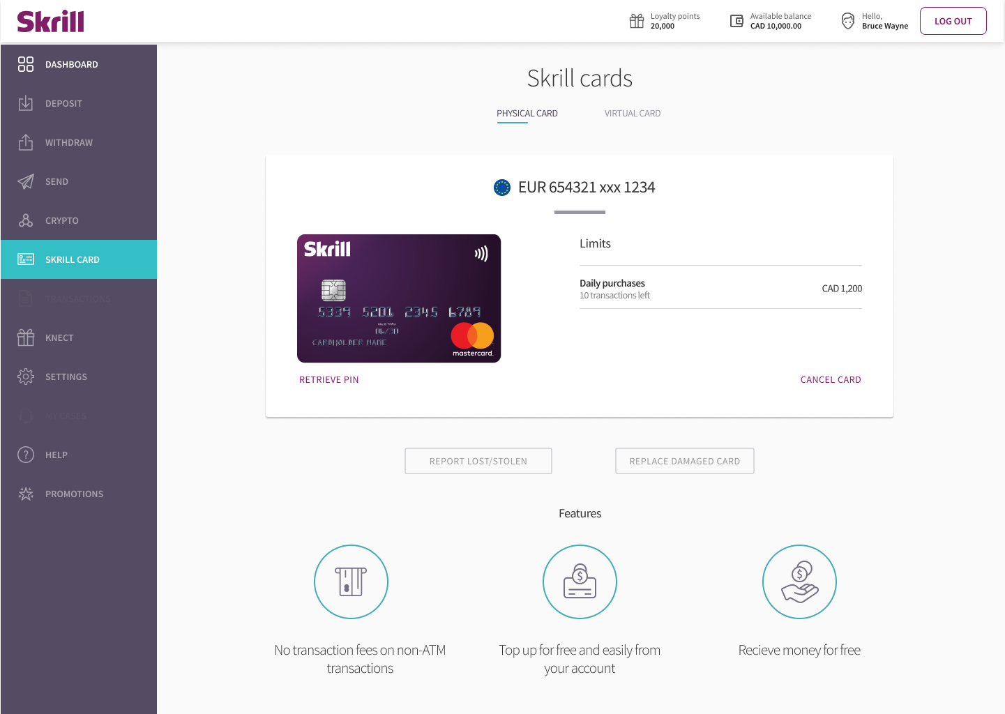 Card is active and ready to use