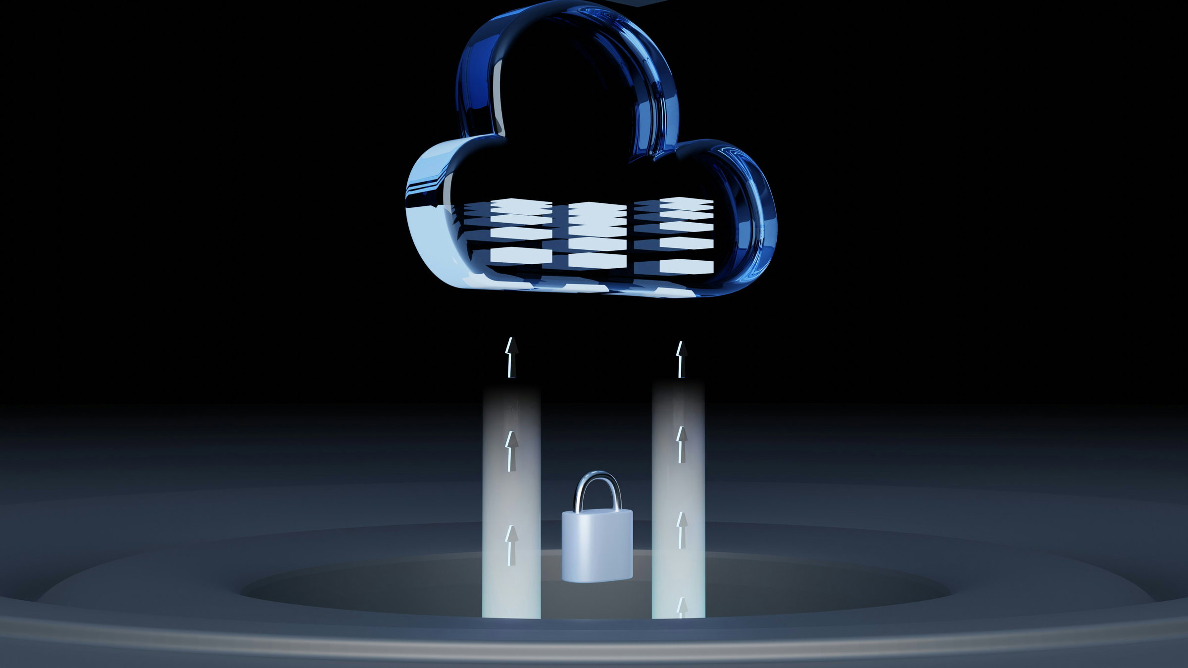 Ilustración de nube con candado que representa conexiones cifradas y control de acceso