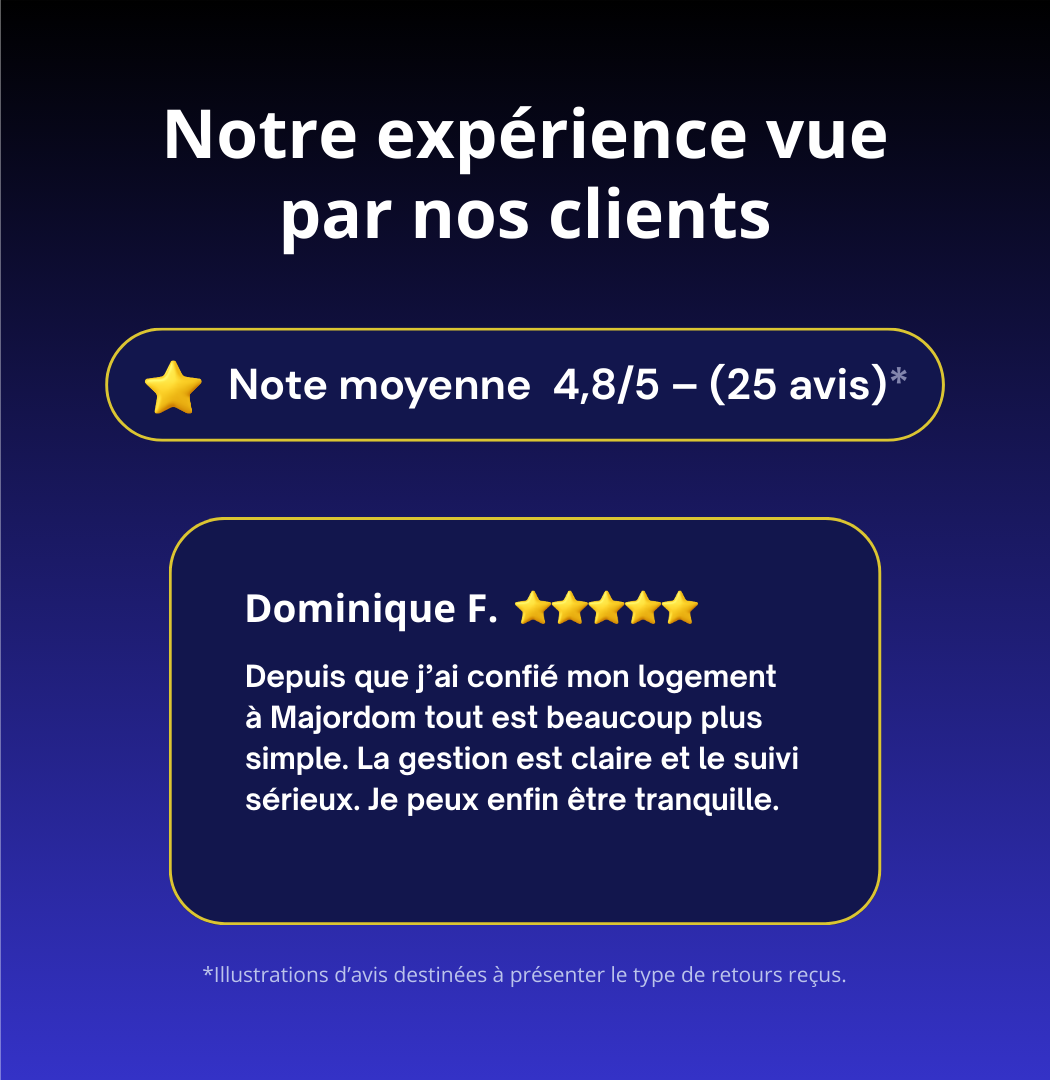 Témoignages de clients satisfaits de la conciergerie locative et du nettoyage professionnel proposés par Majordom'.