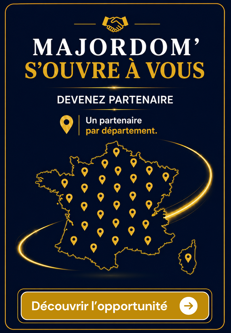 Devenez partenaire Majordom' et développez une activité de conciergerie et de nettoyage professionnel avec une exclusivité par département.