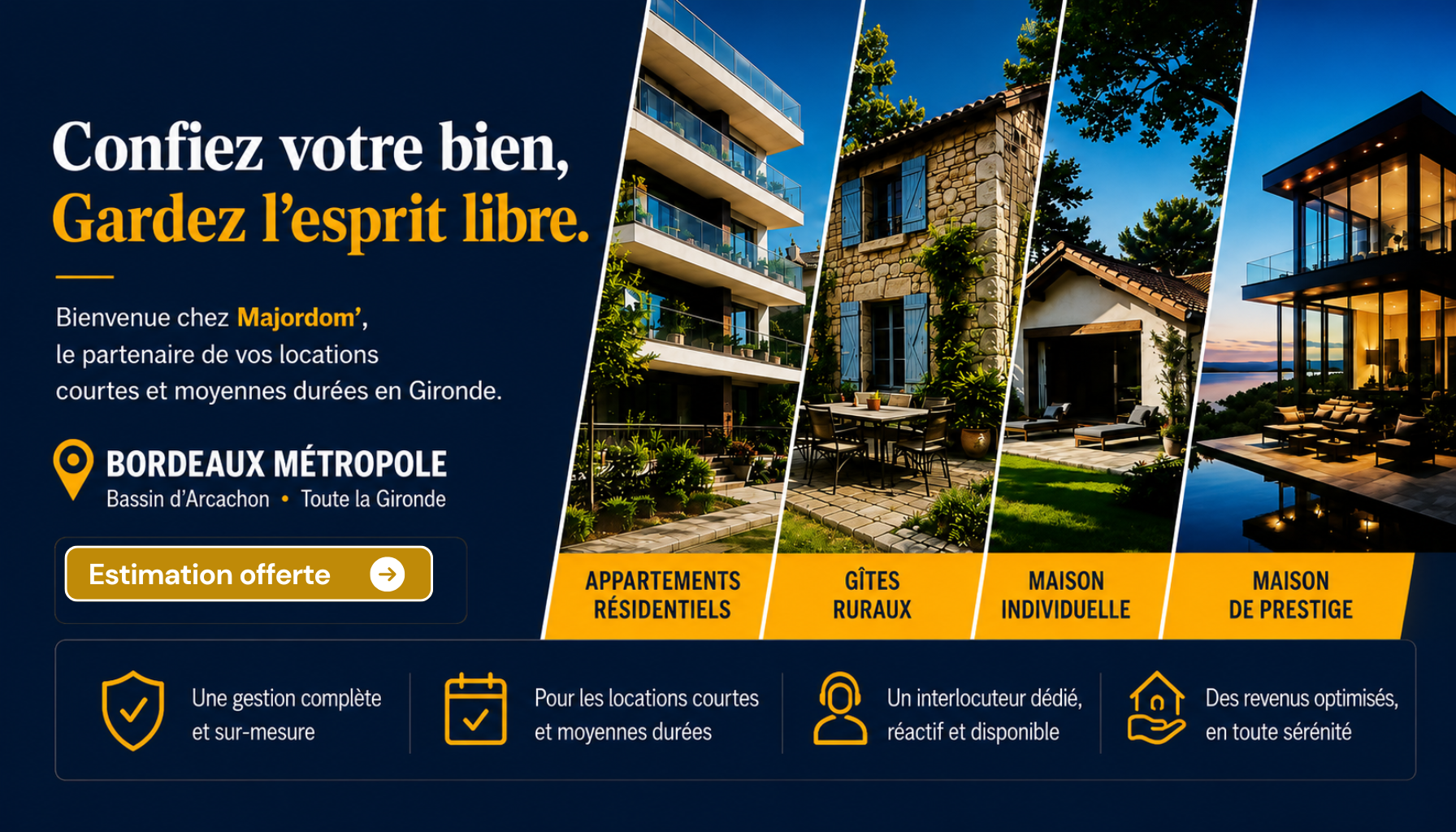 Conciergerie locative Majordom' pour appartements, gîtes, maisons et villas