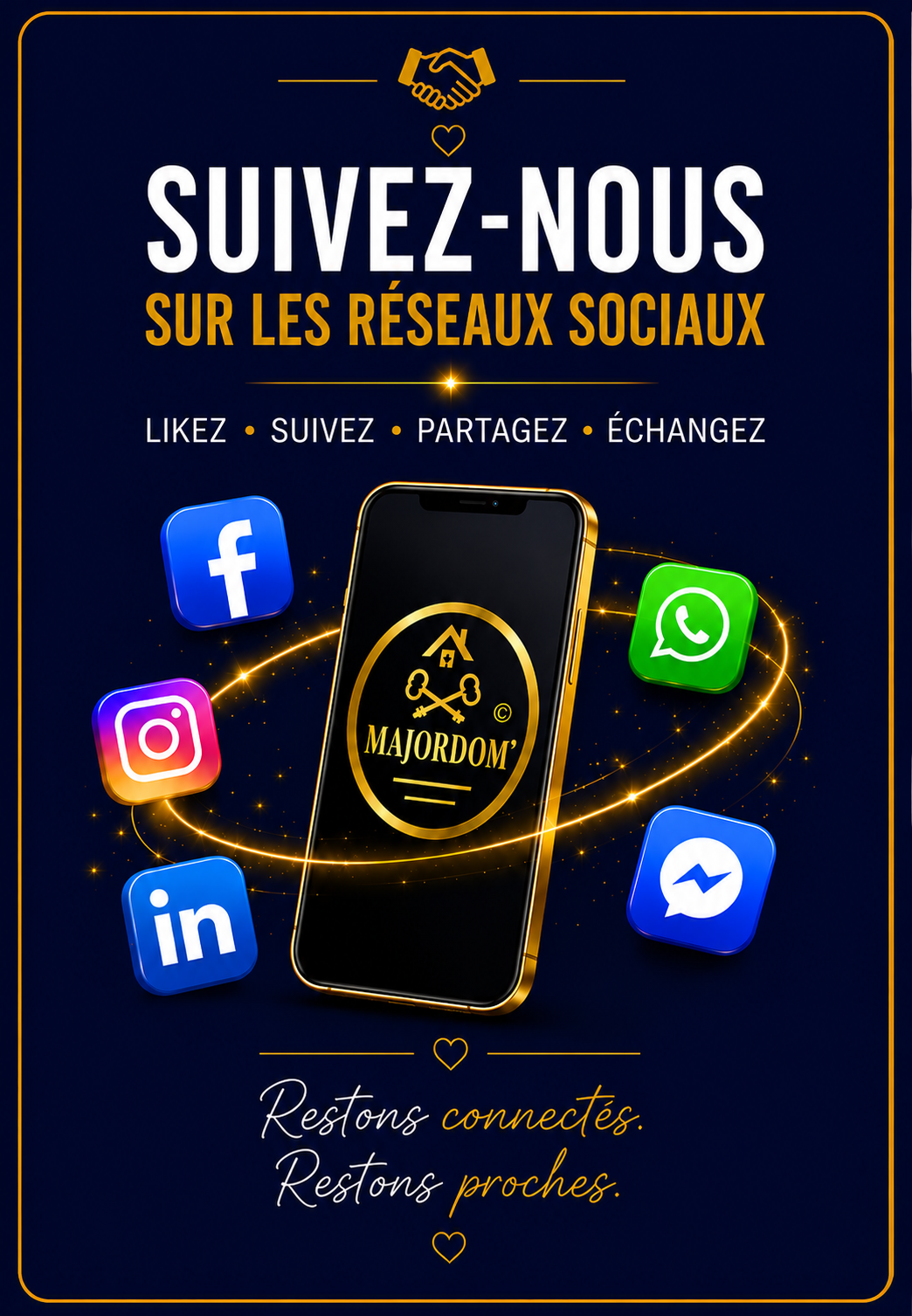 Majordom' partage ses services de conciergerie et de nettoyage professionnel sur les réseaux sociaux pour rester proche de sa communauté.