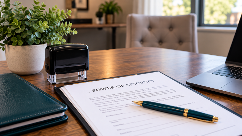 Prepared power of attorney document for a mobile notary appointment