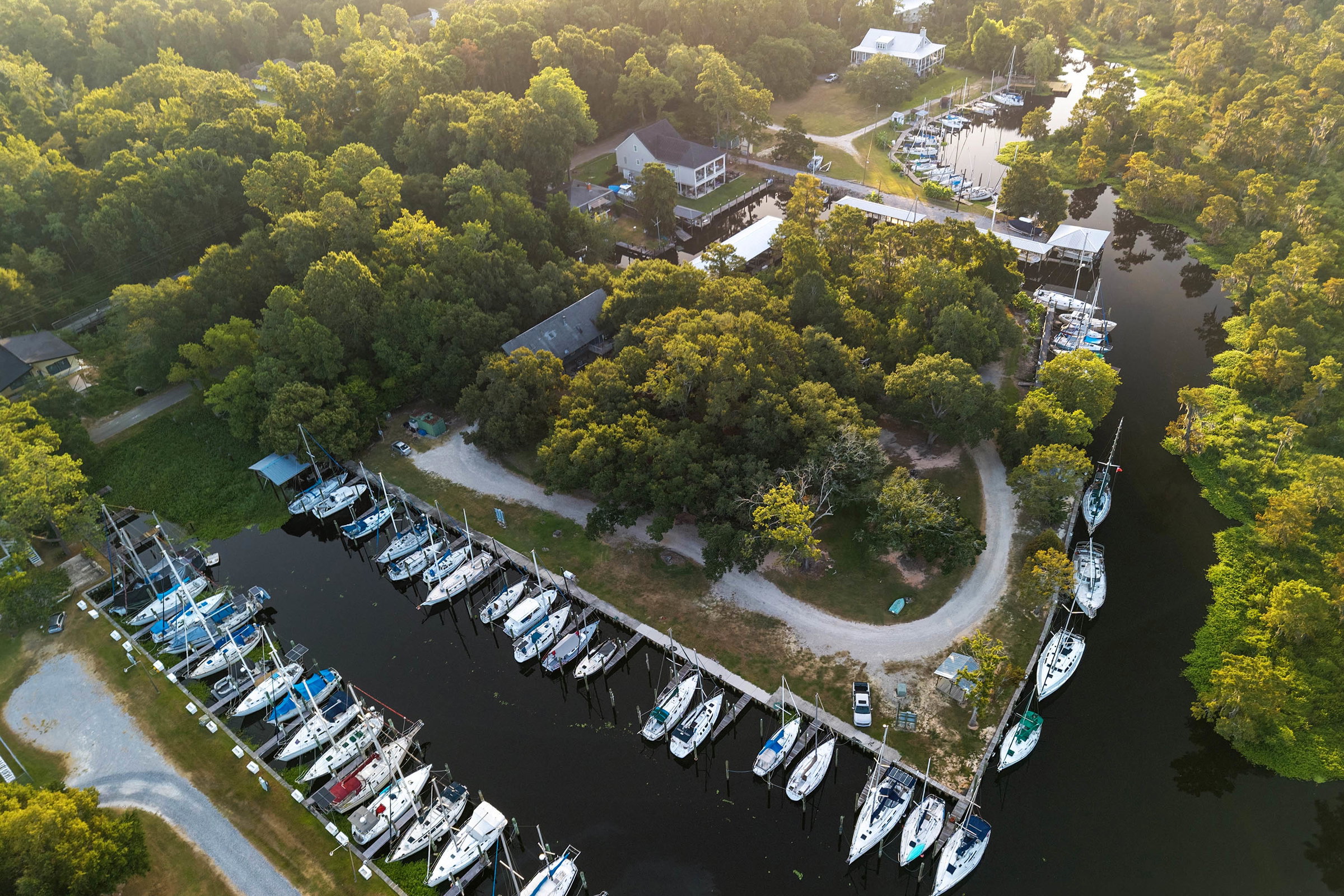 aerial drone photography of Mandeville marina