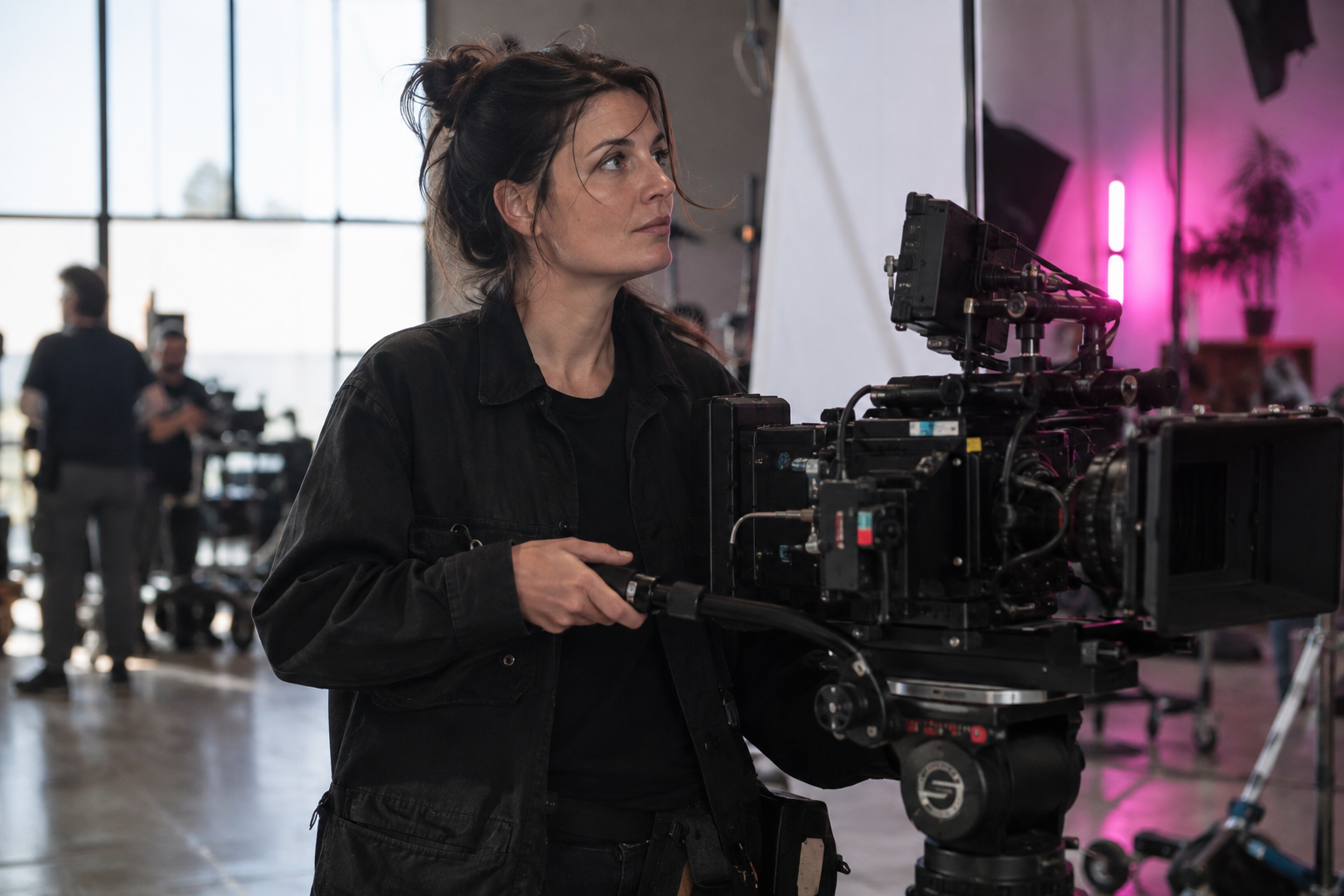 Une professionnelle de l’audiovisuel sur un plateau de tournage